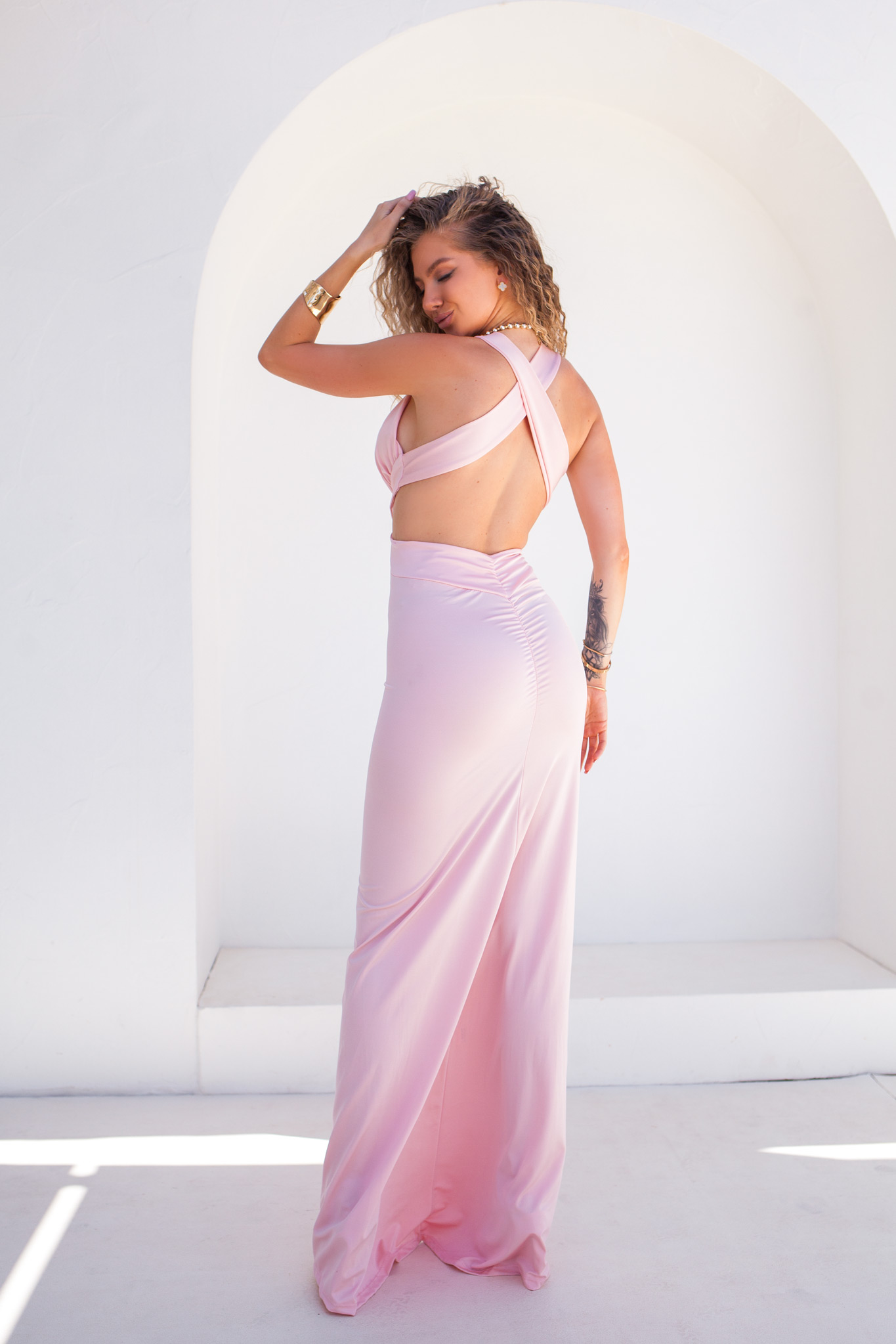 ΜΑΞΙ ΦΟΡΕΜΑΤΑ Jennie μάξι φόρεμα με όψη σατέν ροζ