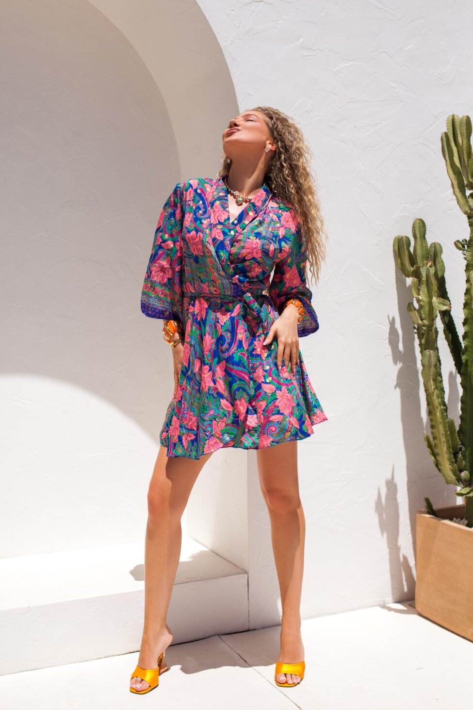 Latin μίνι boho φόρεμα φλοράλ ροζ