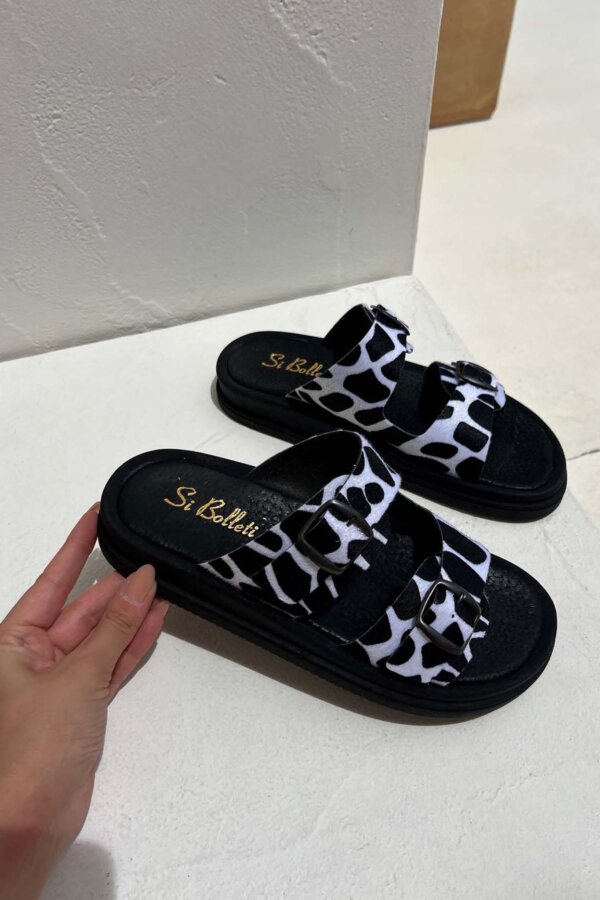 FLATFORMS Micah δερμάτινα fltaforms zebra
