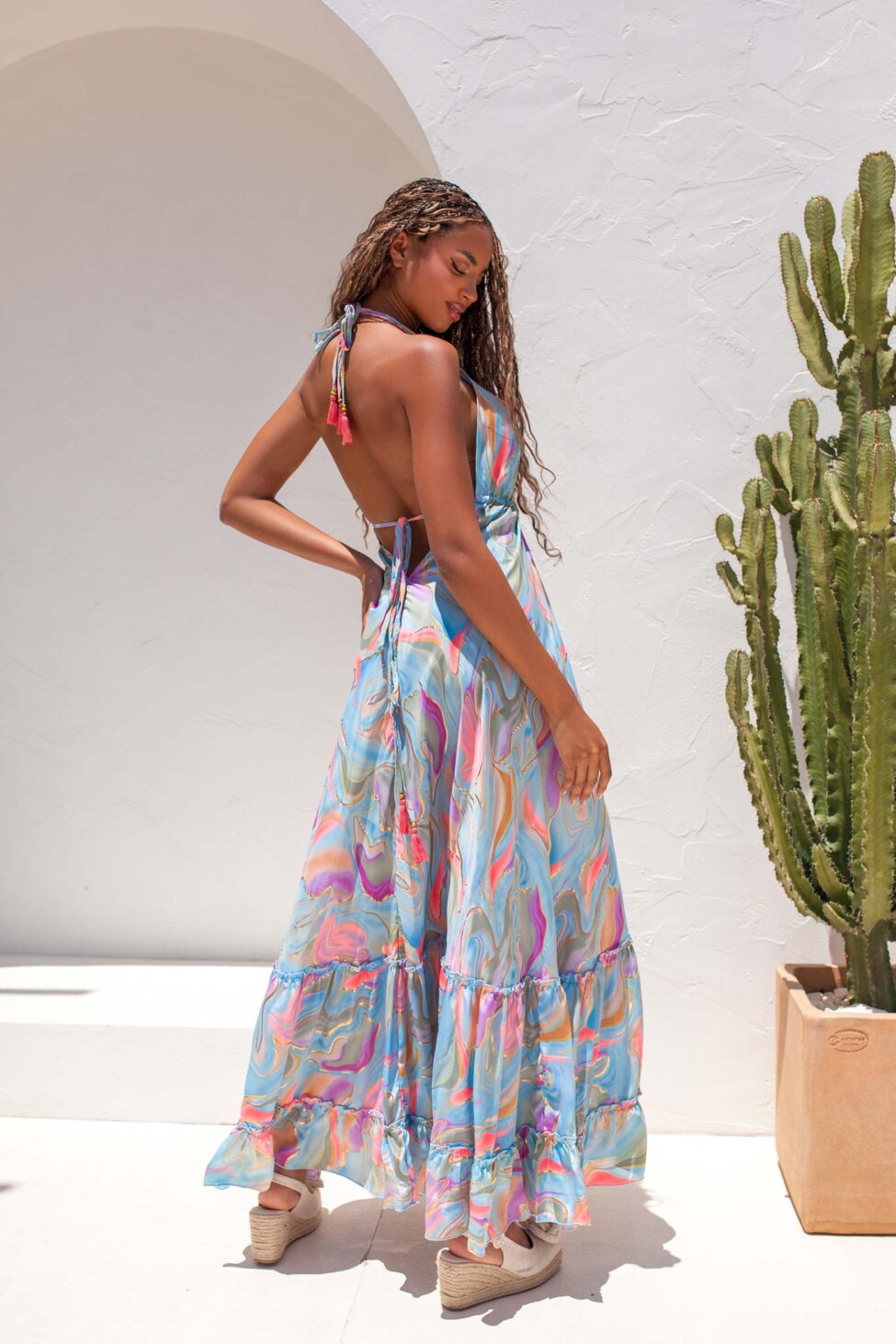 Ocean μάξι  boho φόρεμα σιελ