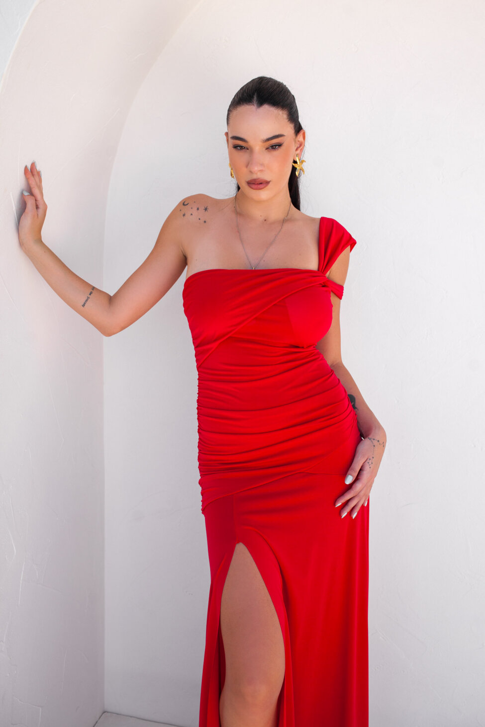 Valerie μακρύ ελαστικό φόρεμα κόκκινο