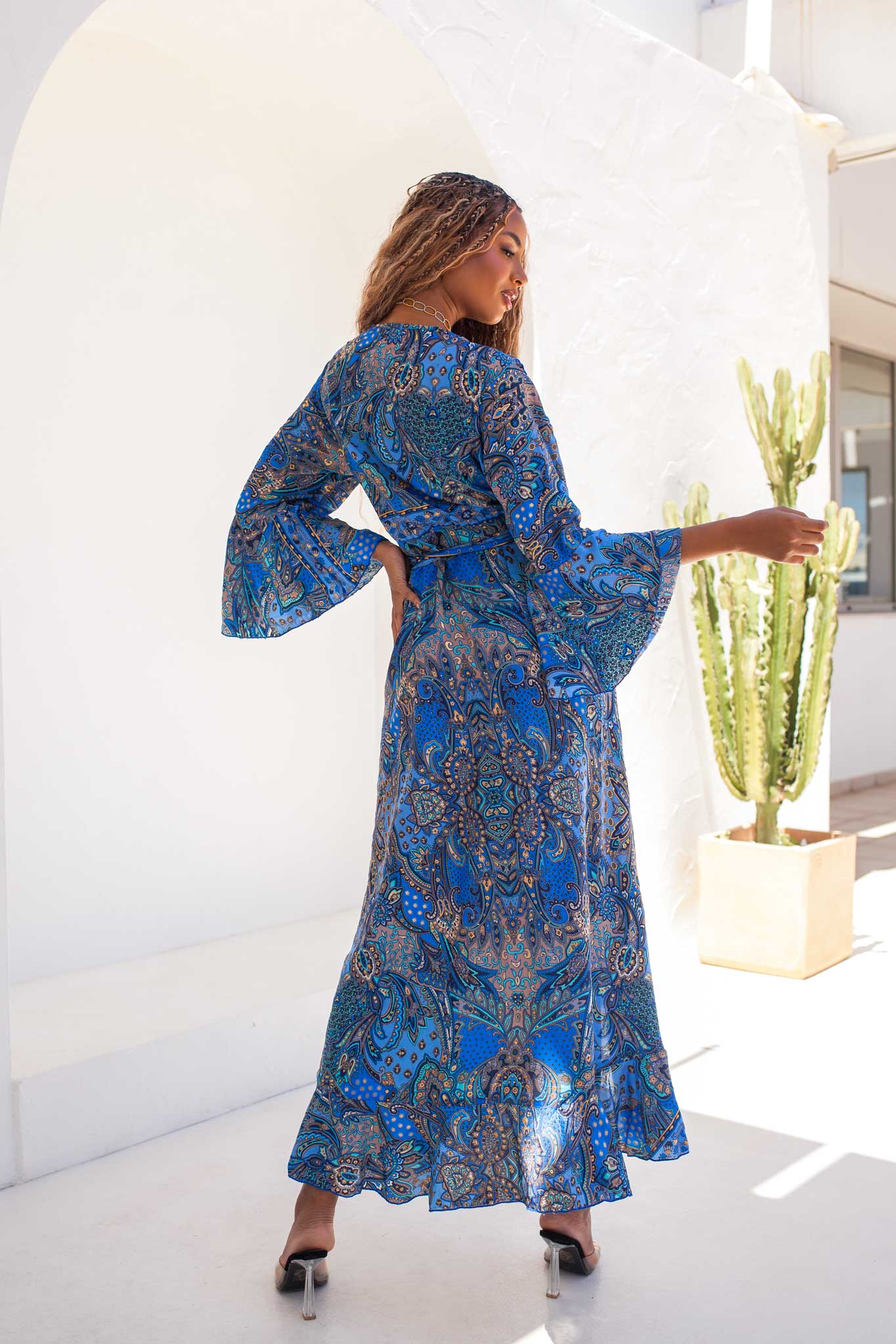 ΦΟΡΕΜΑΤΑ Westin μίντι boho φόρεμα εμπριμέ μπλε