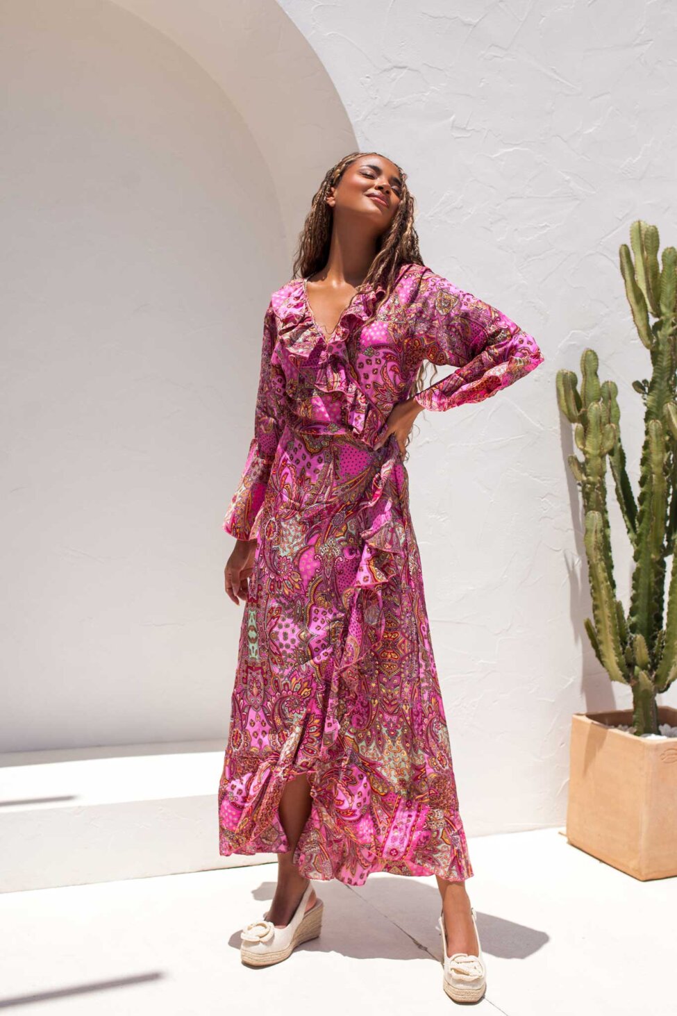 Westin μίντι boho φόρεμα ροζ