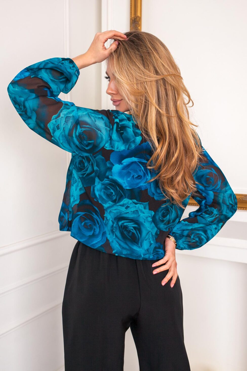 Aleyna μπλούζα φλοράλ μπλε - Image 3