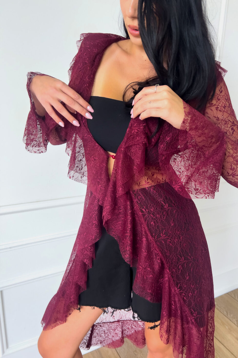 Bryanna κιμονό δαντέλα μπορντό - Image 2
