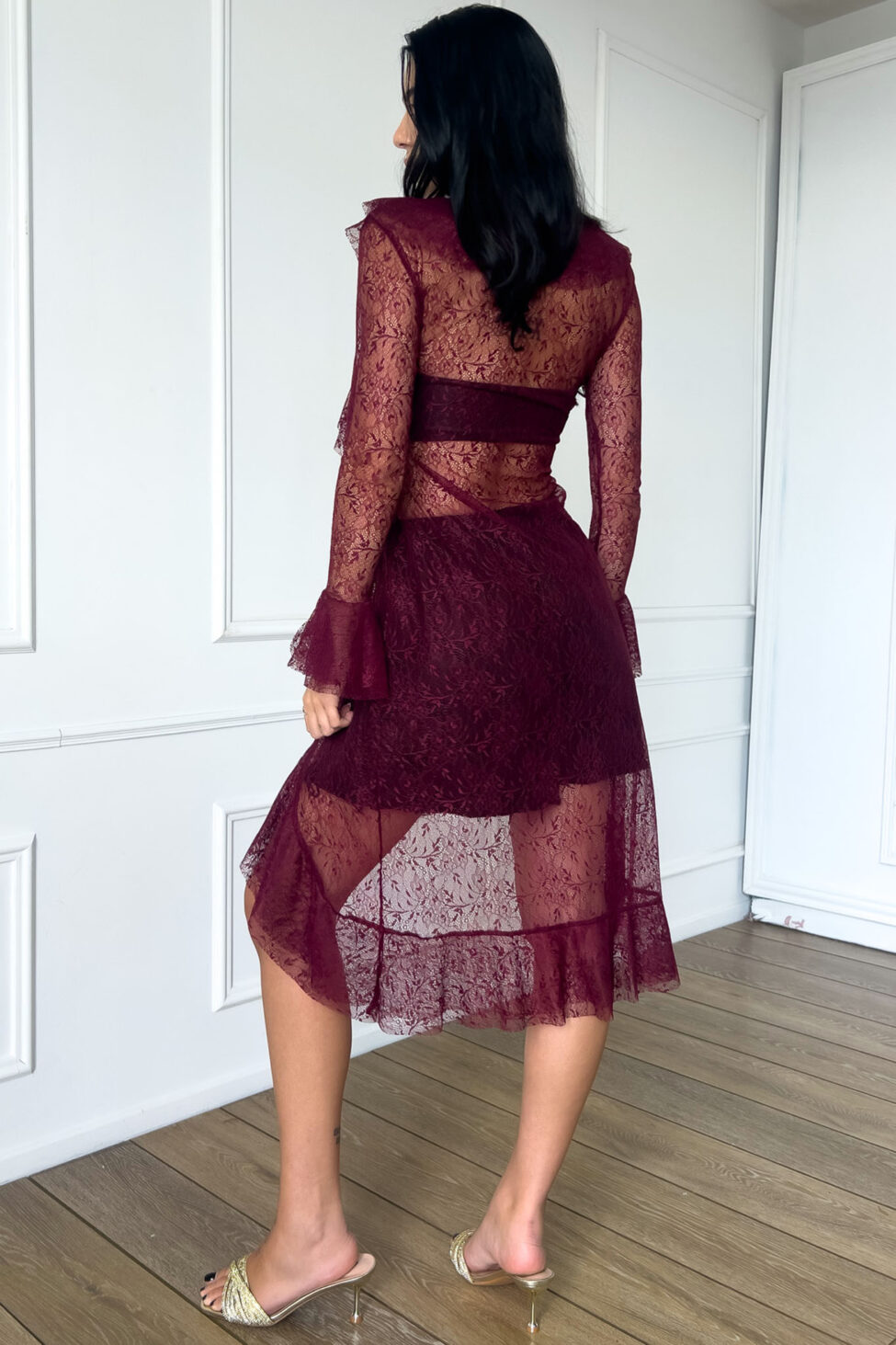 Bryanna κιμονό δαντέλα μπορντό - Image 3