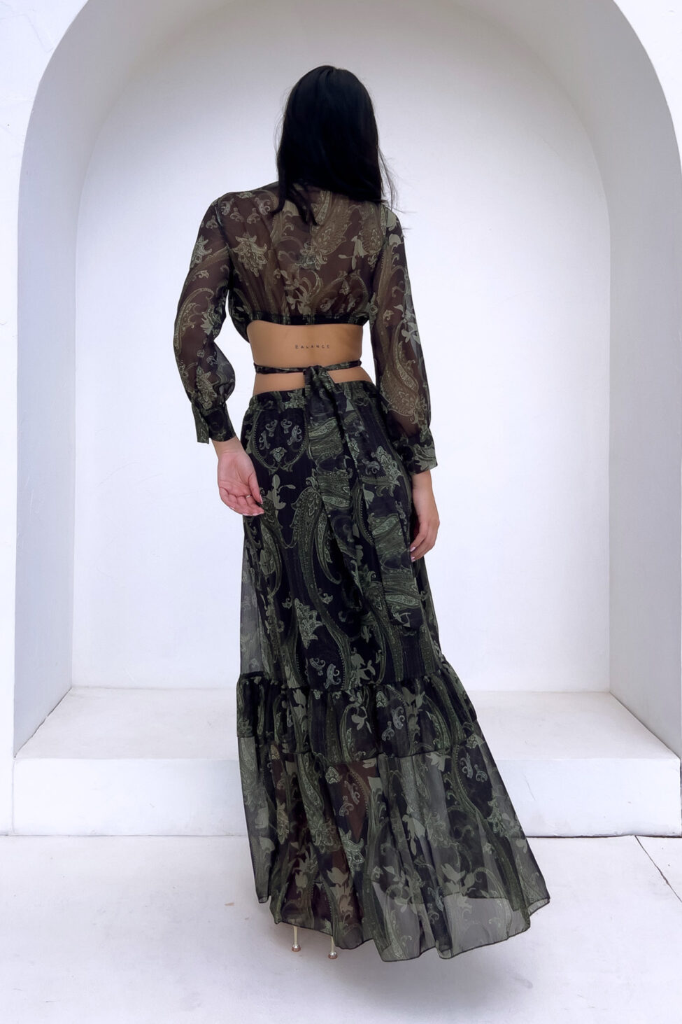 Dynasty σετ crop τοπ με μίντι φούστα χακί - Image 3
