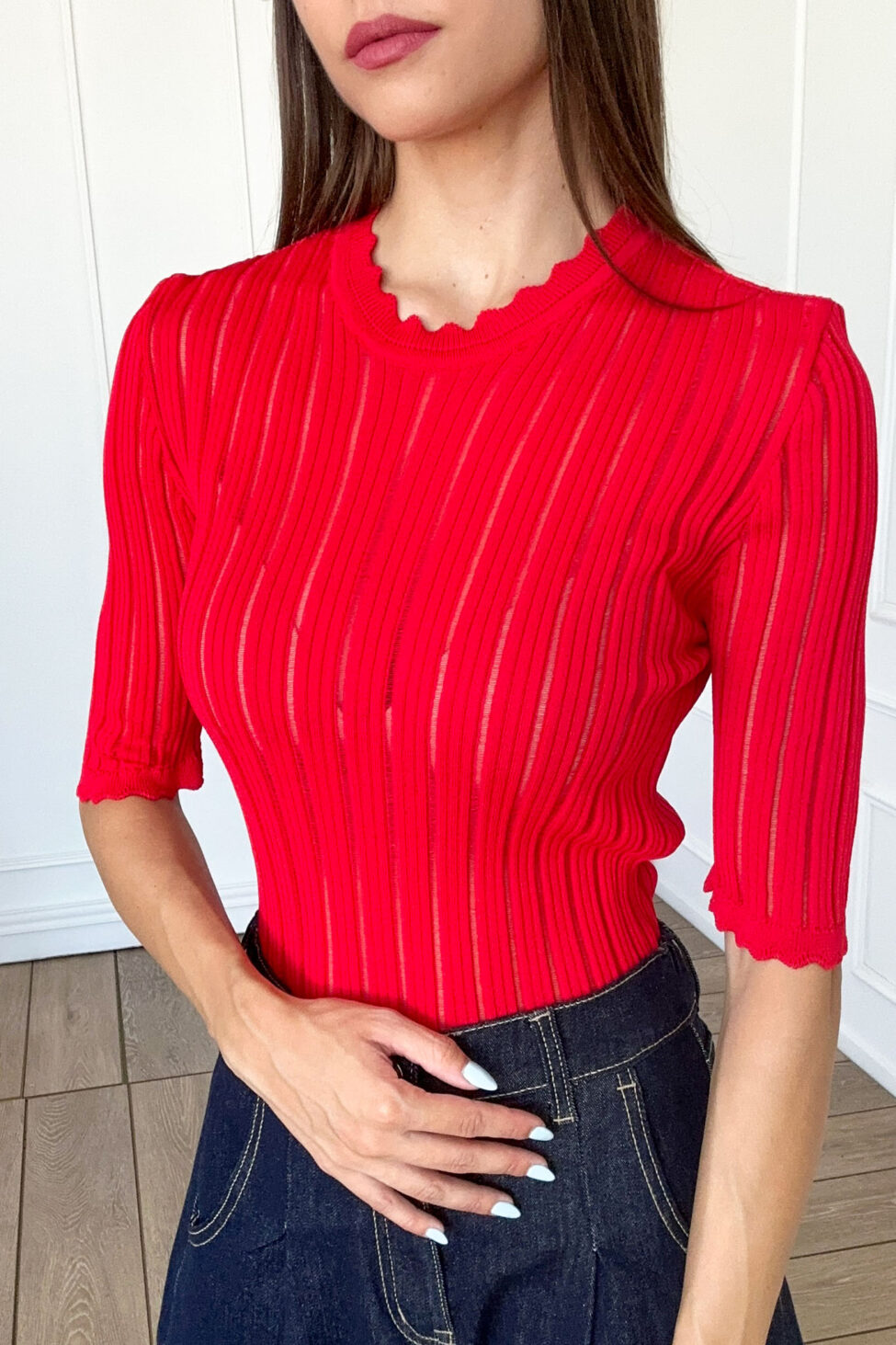 Frenchie τοπ πλεκτό κόκκινο - Image 2