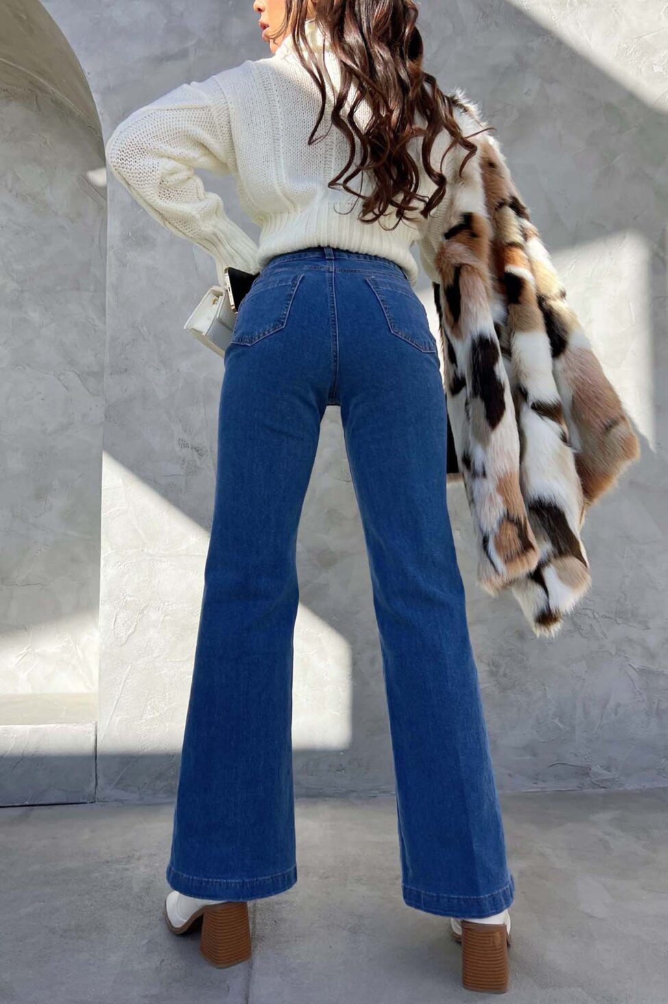 Glory τζιν ψηλόμεσο παντελόνι μπλε - Image 3