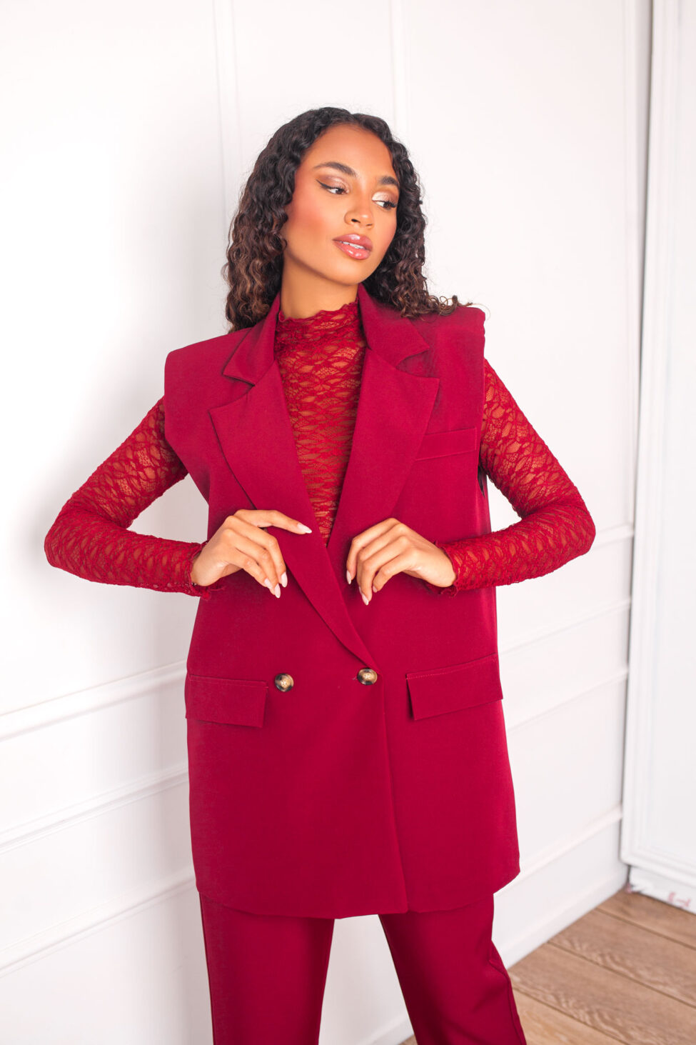 Infect σετ γιλέκο-παντελόνι μπορντό - Image 4