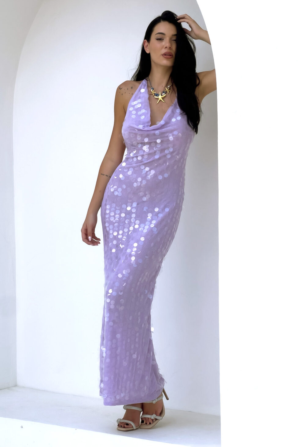 Melodie Φόρεμα Μάξι Παγιέτα λιλά - Image 2
