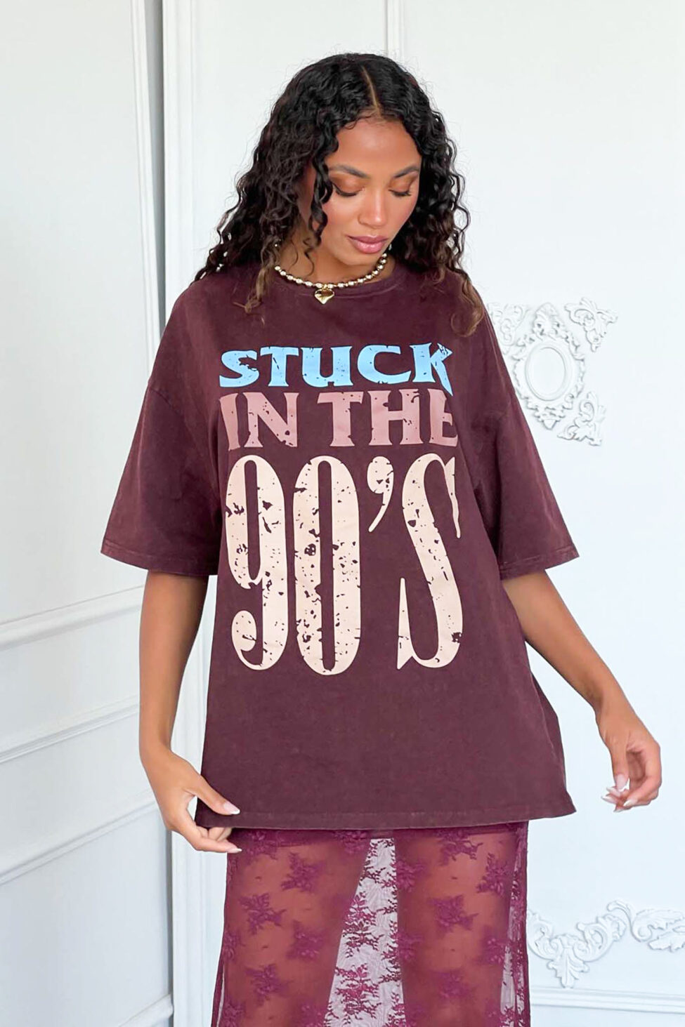 Raging t-shirt με print μπορντό - Image 1