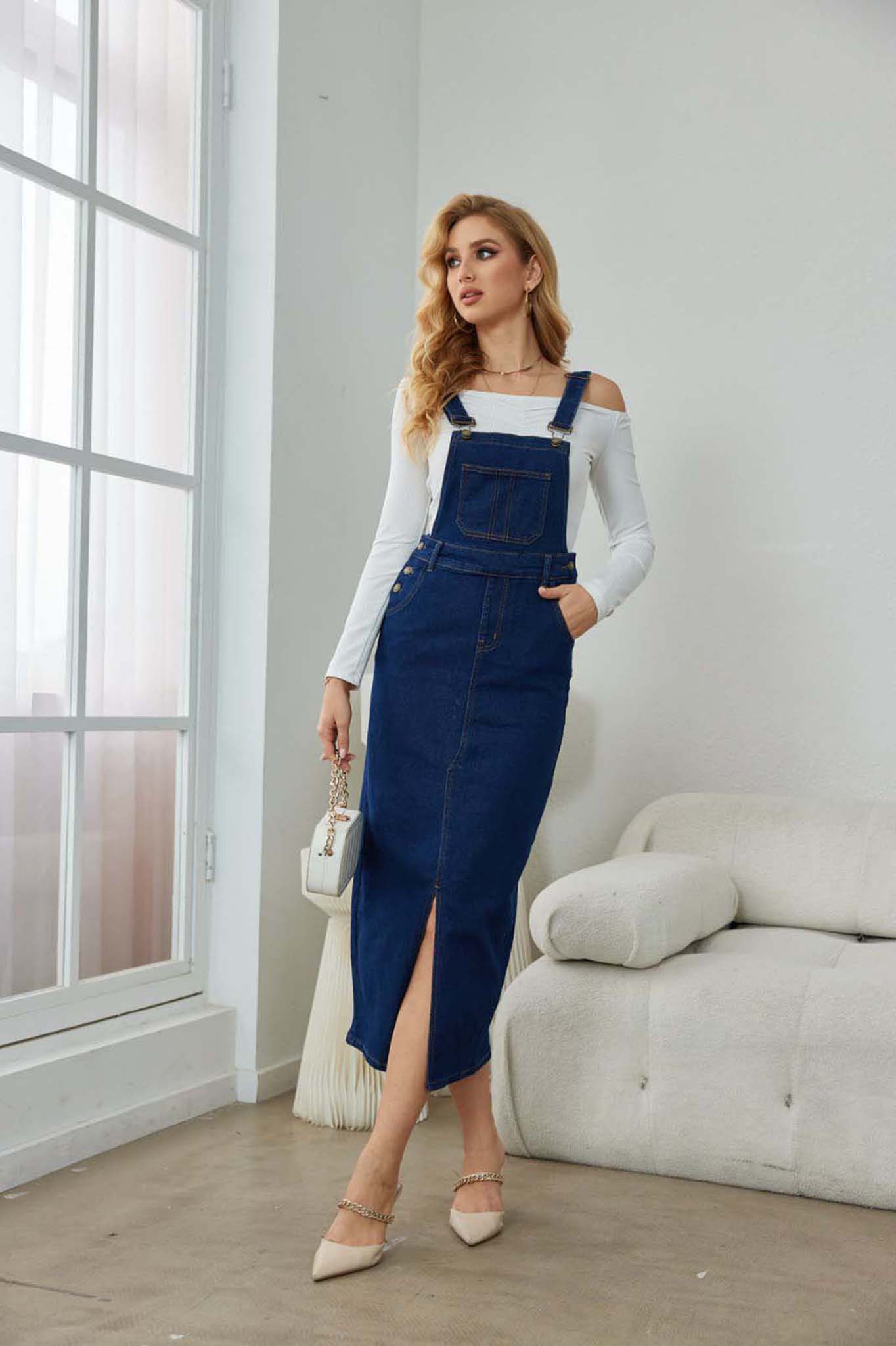 Renka φόρεμα-σαλοπέτα τζιν μπλε σκούρο Renka φόρεμα-σαλοπέτα τζιν μπλε σκούρο - Image 1