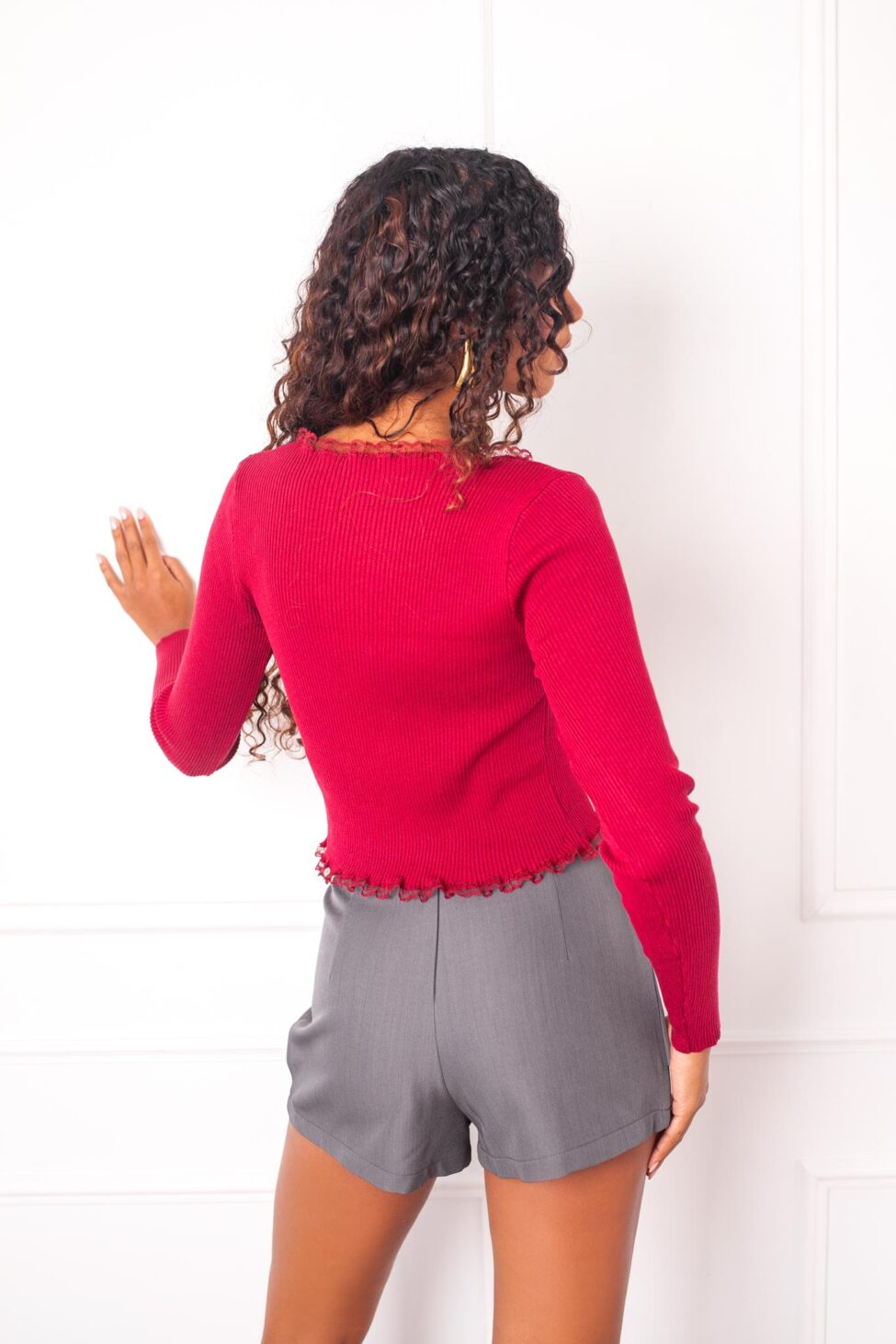 Revoke ζακέτα ριπ με δαντέλα στο τελείωμα μπορντό - Image 3