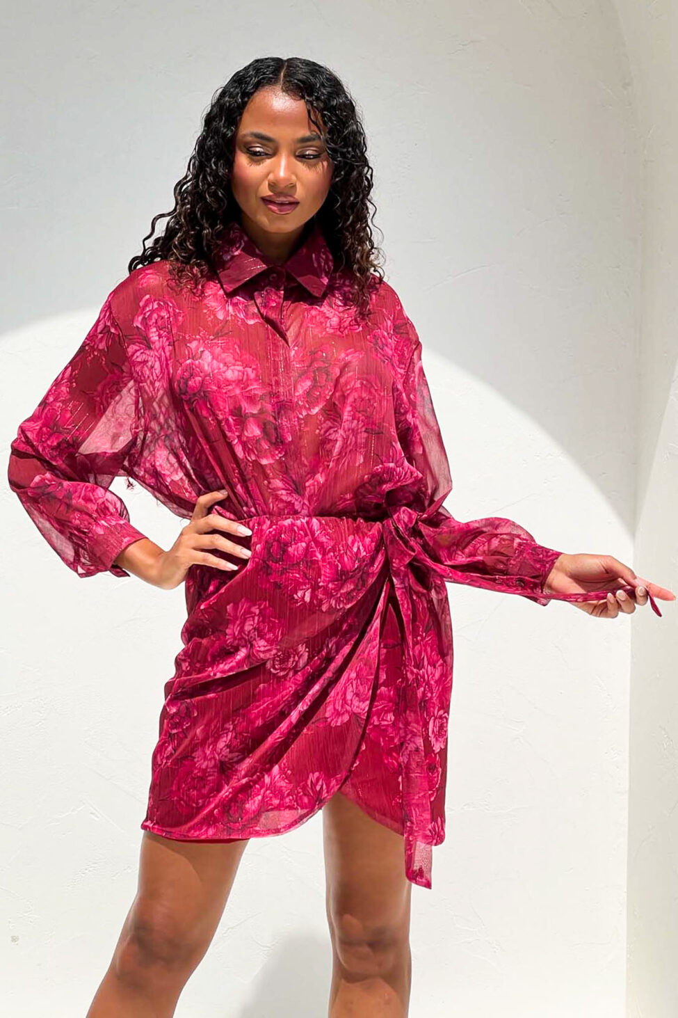 Roland σετ πουκάμισο-φούστα μπορντό - Image 5