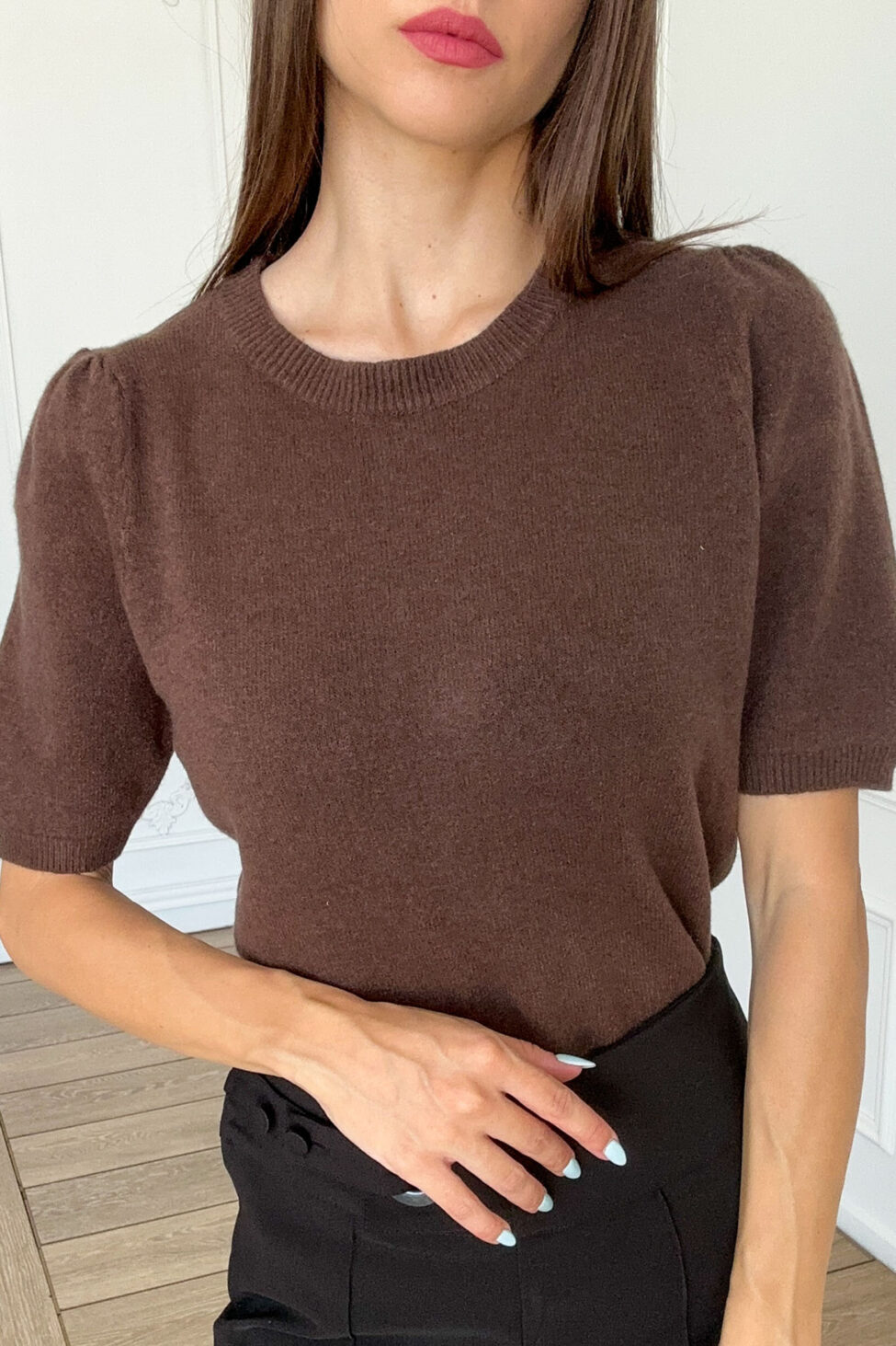 Swarm πλεκτό τοπ καφέ - Image 2