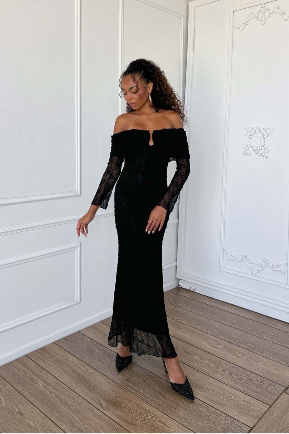 Abella μάξι φόρεμα με ακάλυπτους ώμους μαύρο - Image 4