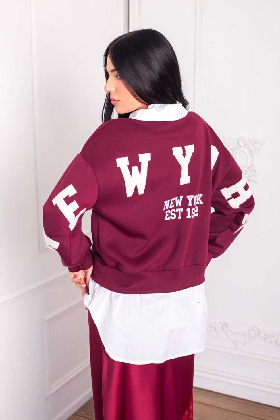 Absurd φούτερ με ενσωματωμένο πουκάμισο μπορντό - Image 3