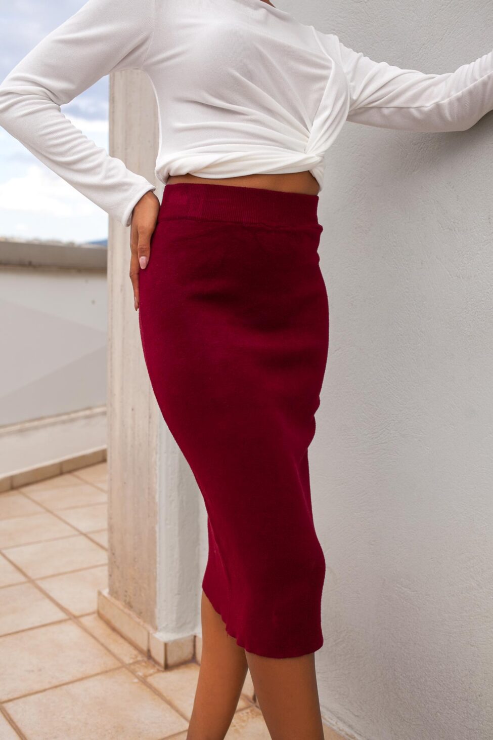 Amoura μίντι φούστα ριπ μπορντό - Image 2