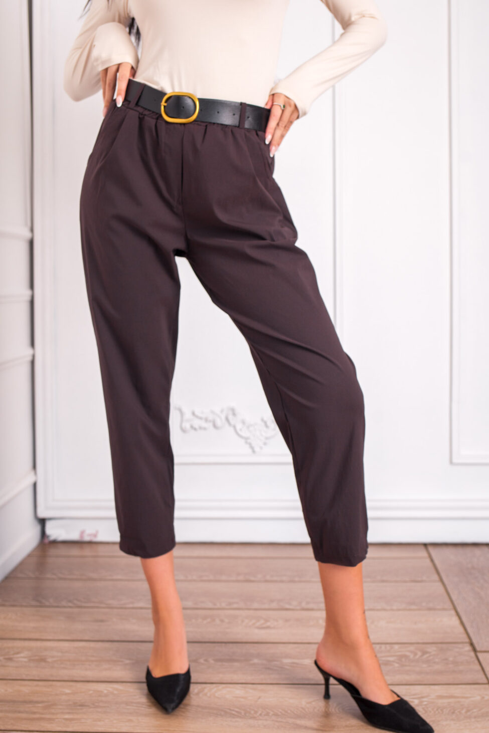 Armel παντελόνι με ζώνη καφέ - Image 2