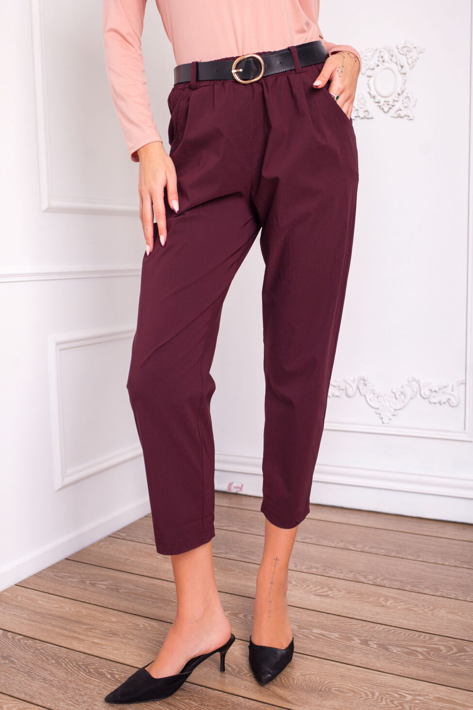 Armel παντελόνι με ζώνη μπορντό - Image 2