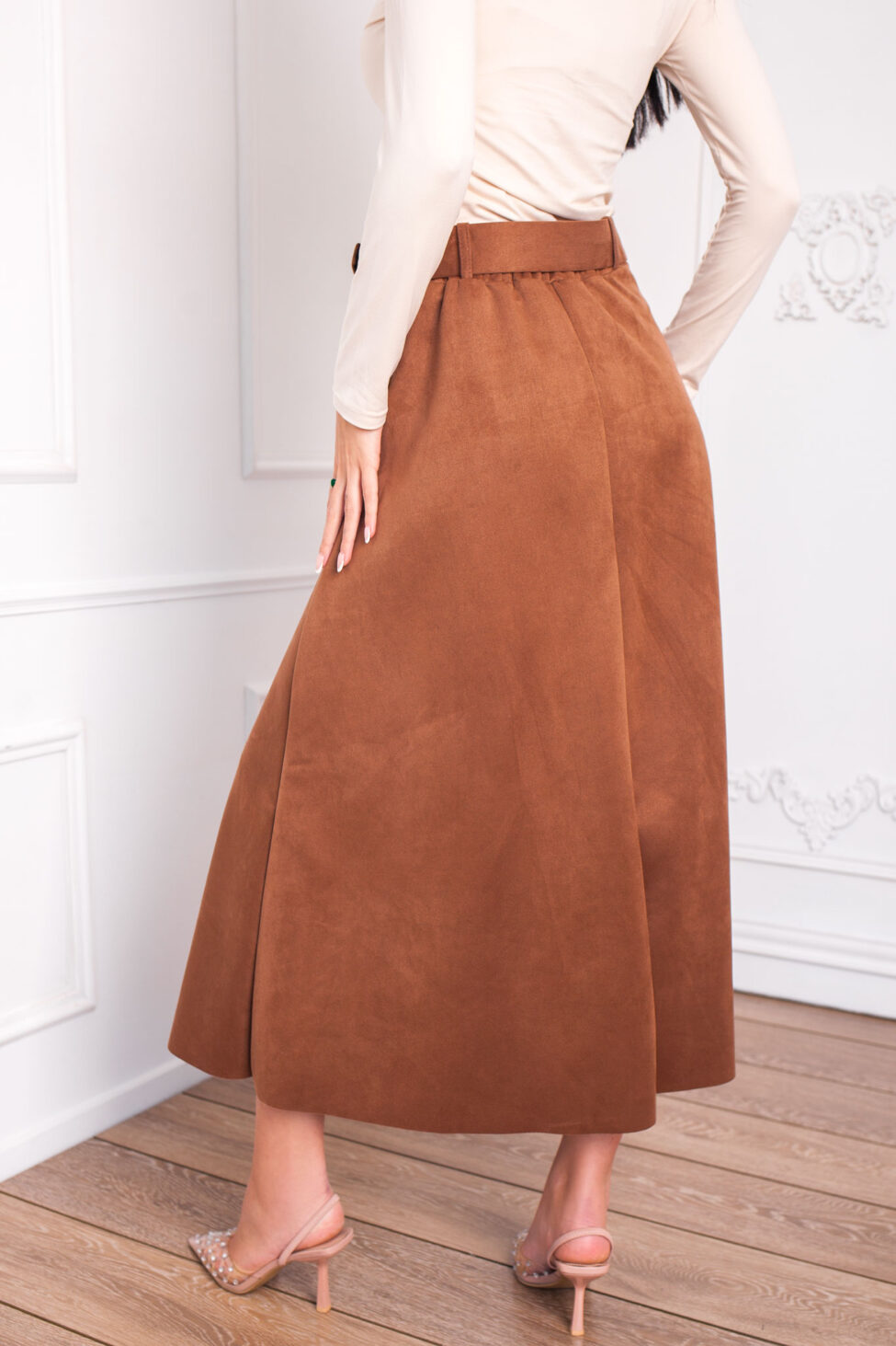 Blanka μίντι σουέτ φούστα καφέ - Image 3