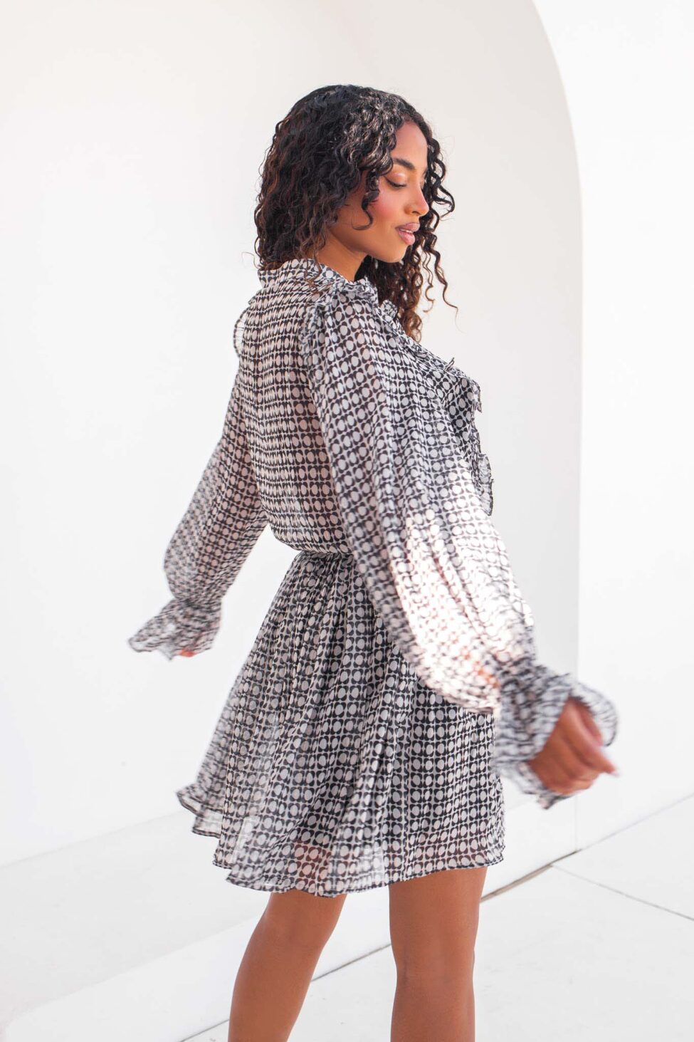 Bunty εμπριμέ φόρεμα μαύρο - Image 3