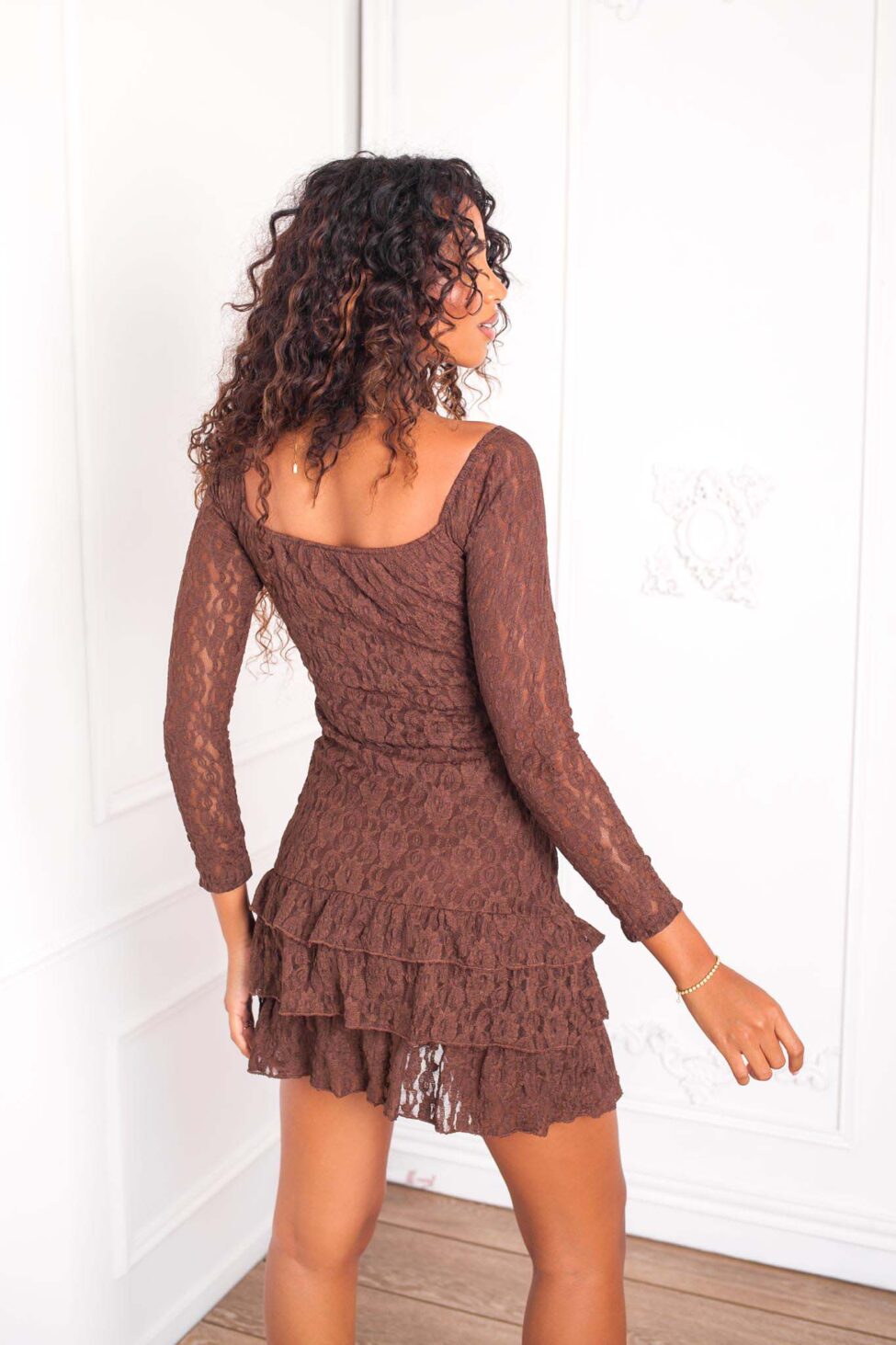 Chestnut Φόρεμα Μίνι Δαντέλα καφέ - Image 2