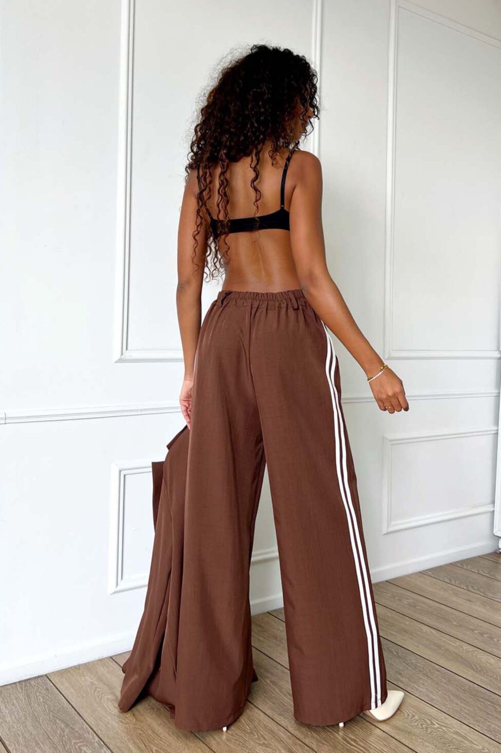 Dapper σετ σακάκι παντελόνι με ρίγες καφέ - Image 4