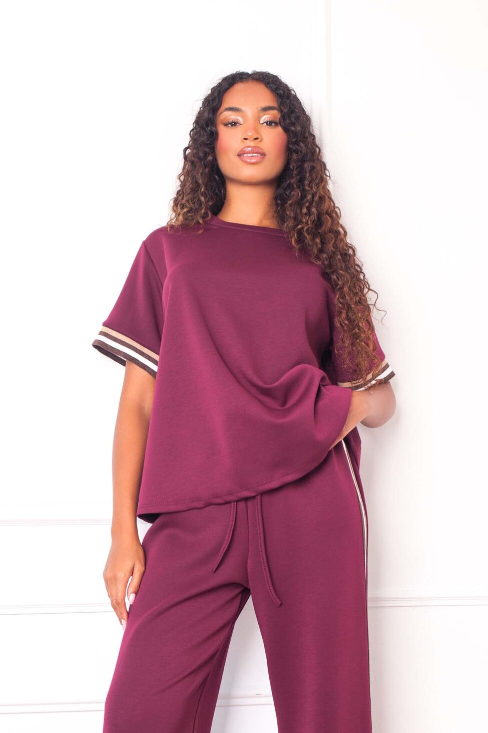 Evella σετ μπλούζα παντελόνι μπορντό - Image 2