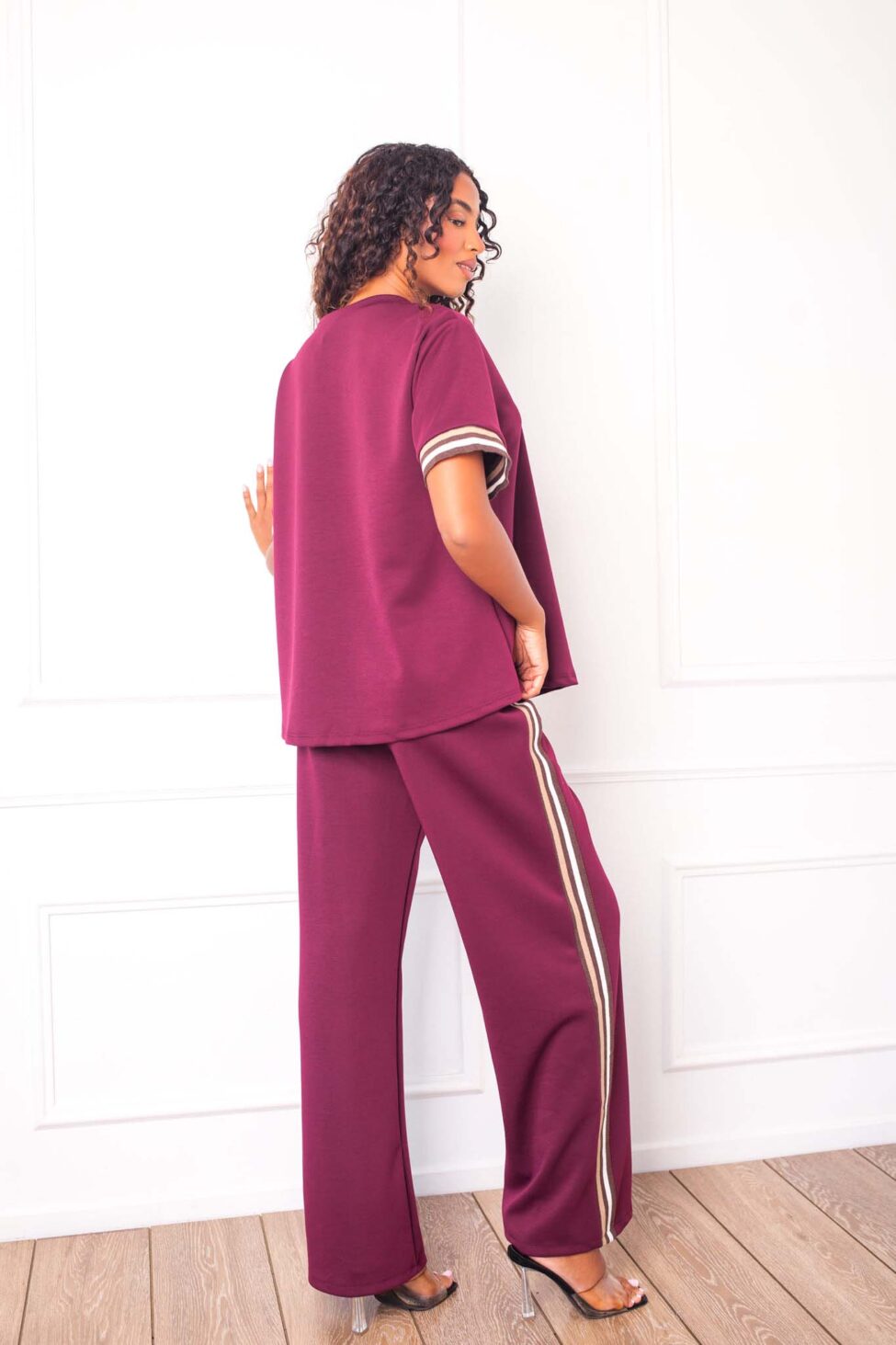 Evella σετ μπλούζα παντελόνι μπορντό - Image 3
