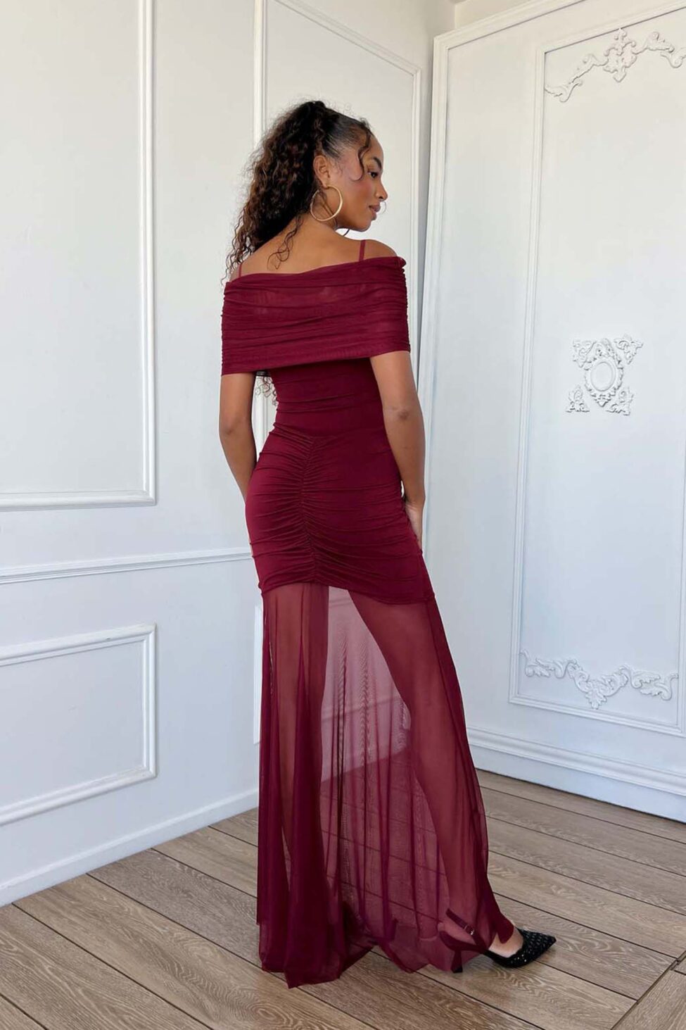 Filly Φόρεμα Μάξι Με Διαφάνεια μπορντό - Image 3