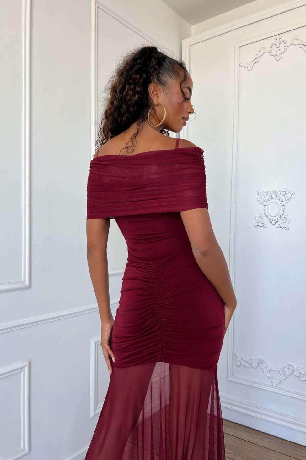 Filly Φόρεμα Μάξι Με Διαφάνεια μπορντό - Image 4