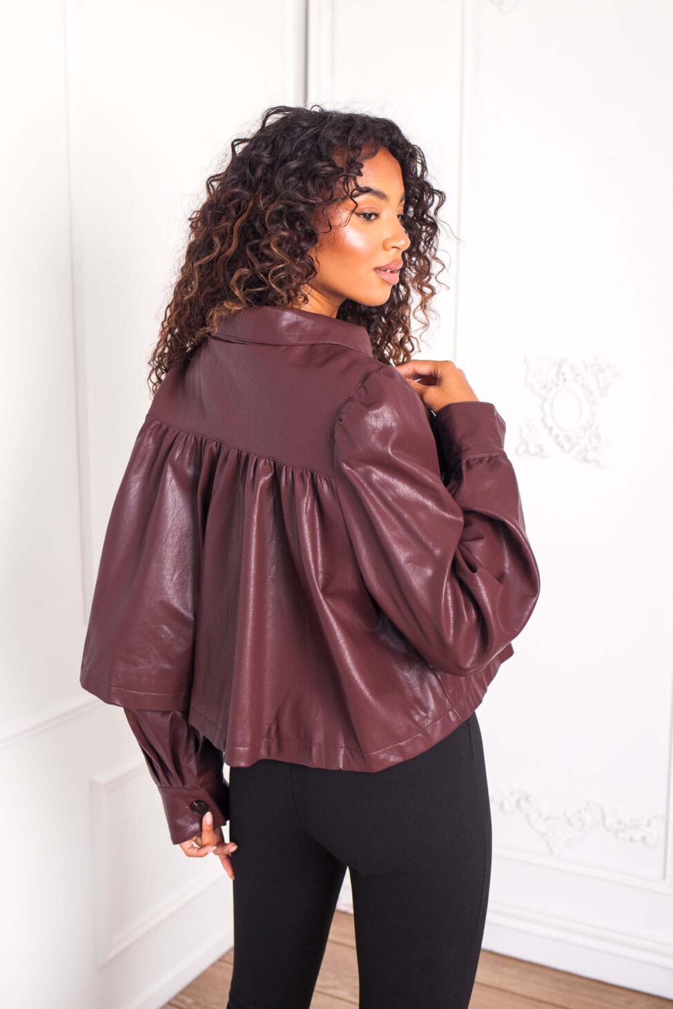 Fioralie Jacket δερματίνη μπορντό - Image 3