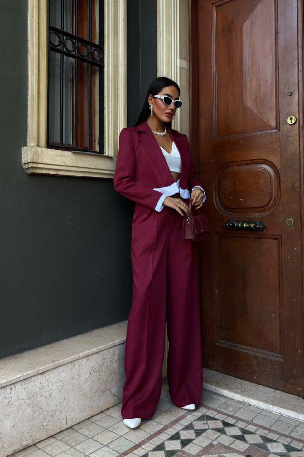 Fiorenya σετ κοστούμι σακάκι μπορντό - Image 2