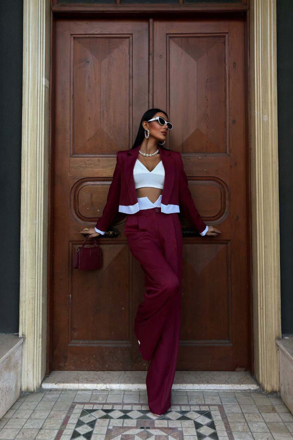 Fiorenya σετ κοστούμι σακάκι μπορντό - Image 4