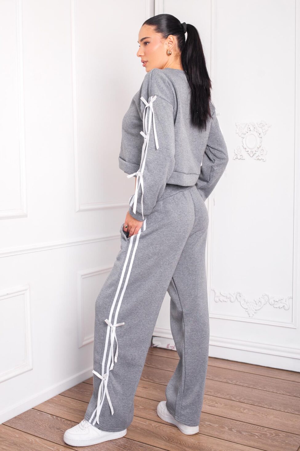 Goodie σετ μπλούζα παντελόνι με ρίγες γκρι - Image 2