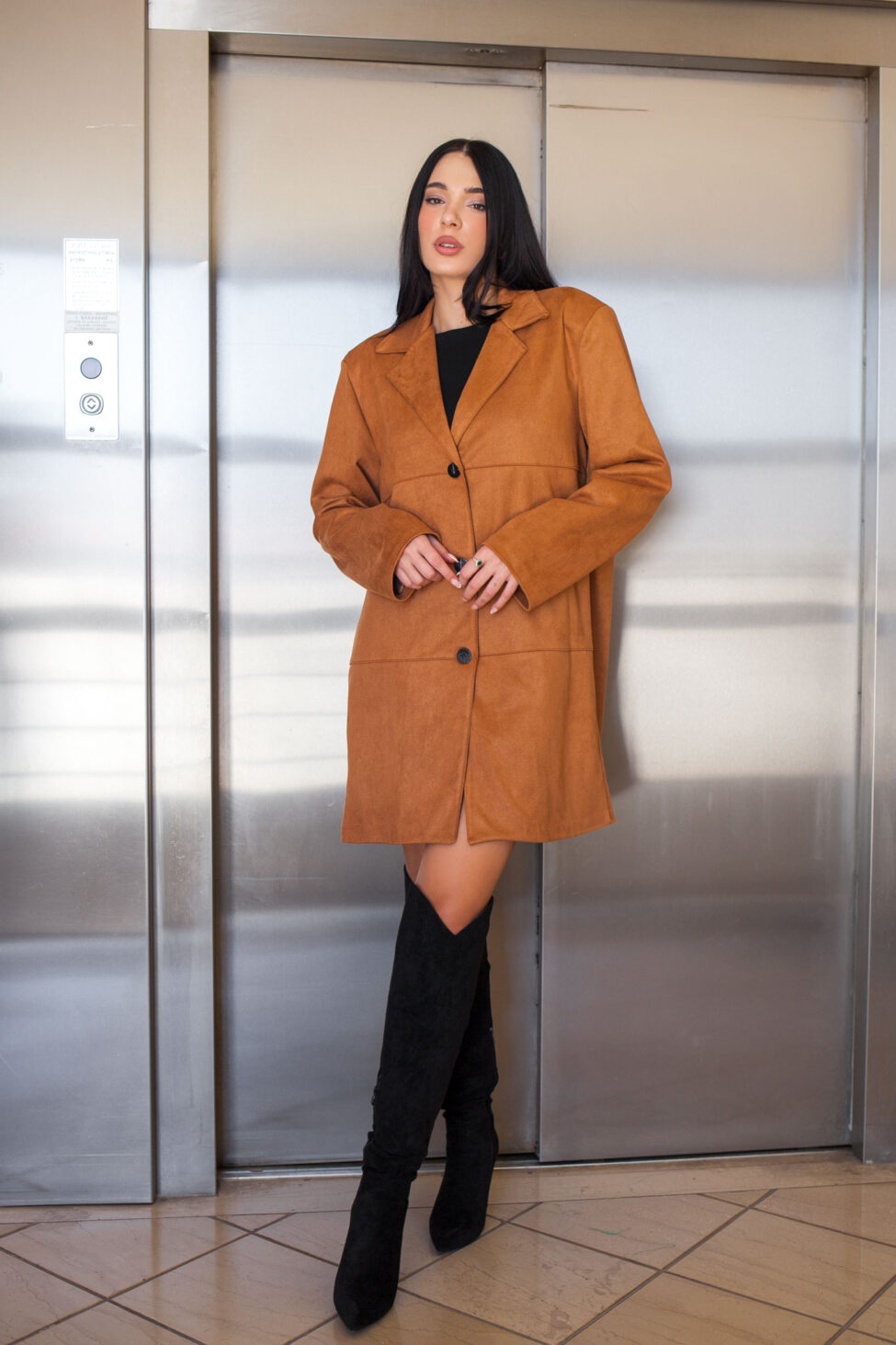 Hamlet παλτό με μαλακή ηφή κάμελ - Image 2