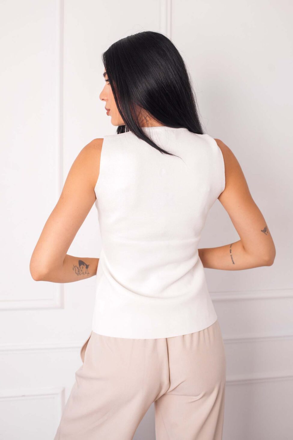 Inferna γιλέκο με χρυσές λεπτομέρειες λευκό - Image 3