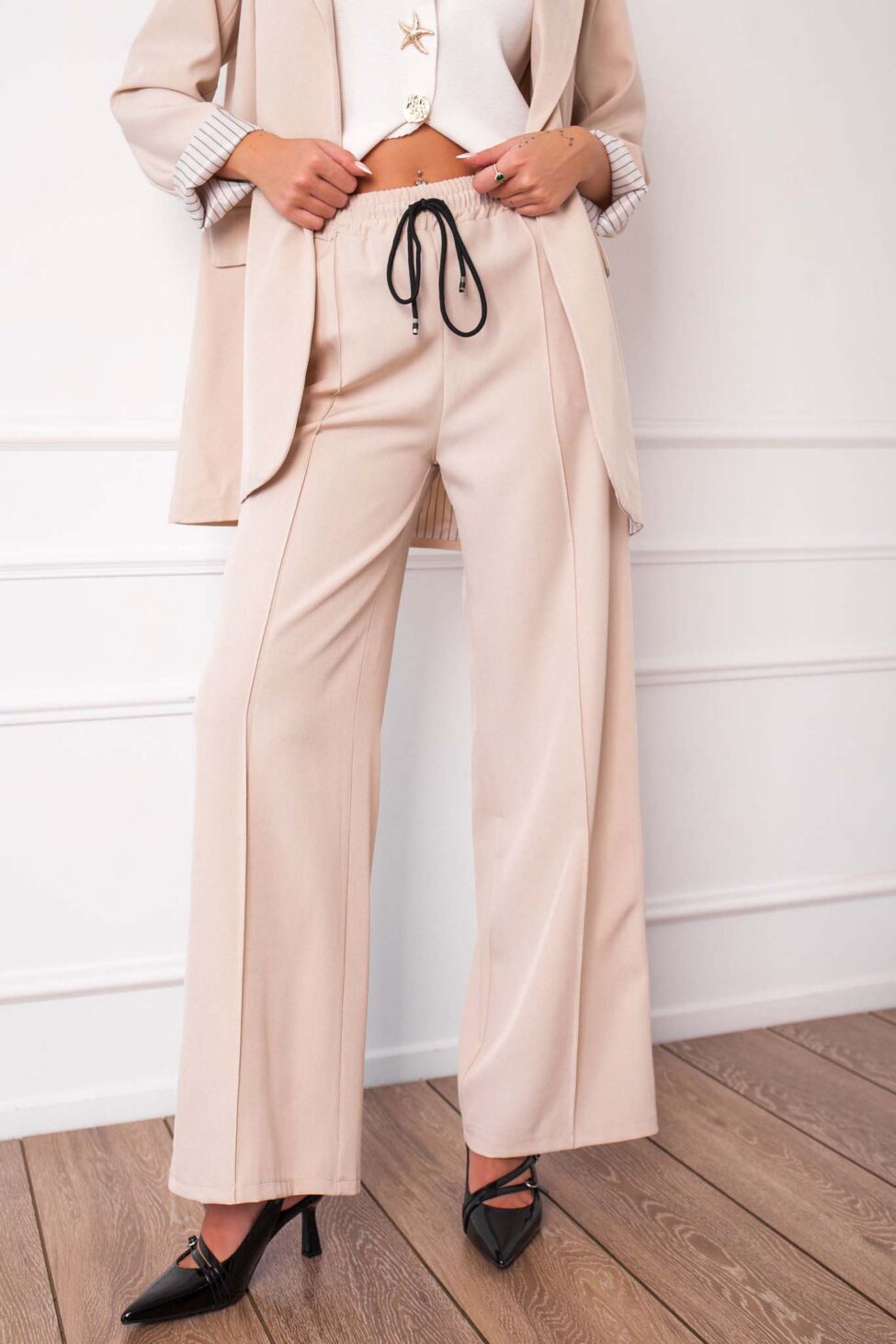 Iryna Σετ σακάκι-παντελόνι εκρού - Image 3