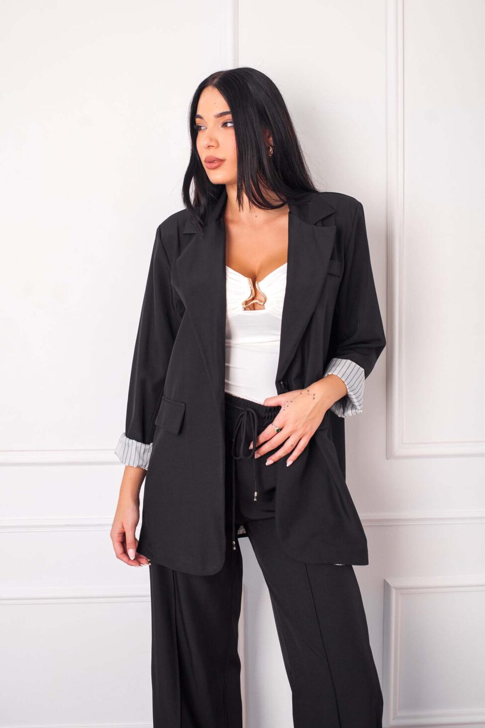 Iryna Σετ σακάκι-παντελόνι μαύρο - Image 2