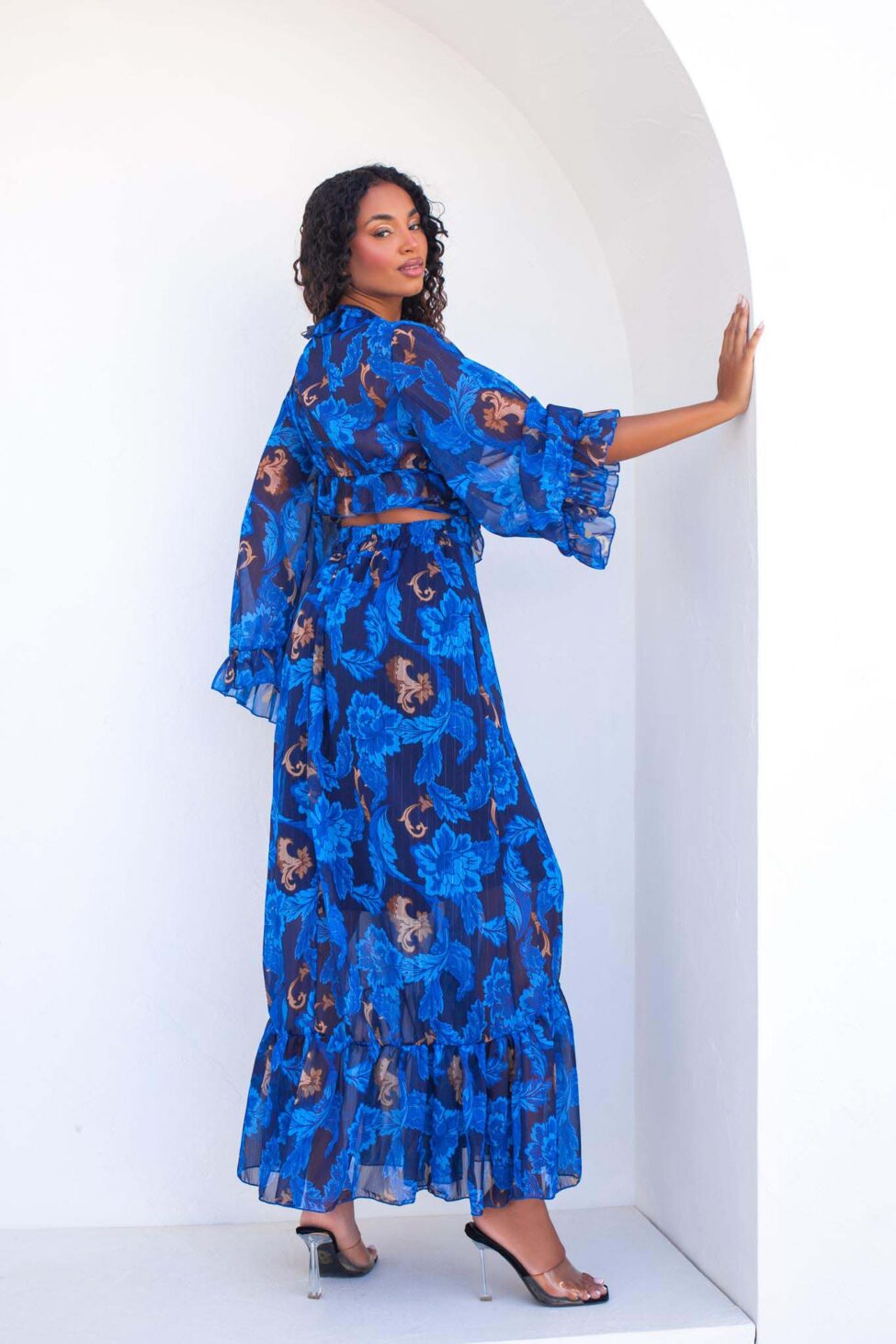 Justine σετ τοπ φουστα μπλε - Image 2