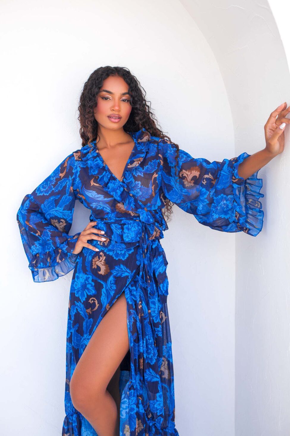 Justine σετ τοπ φουστα μπλε - Image 3