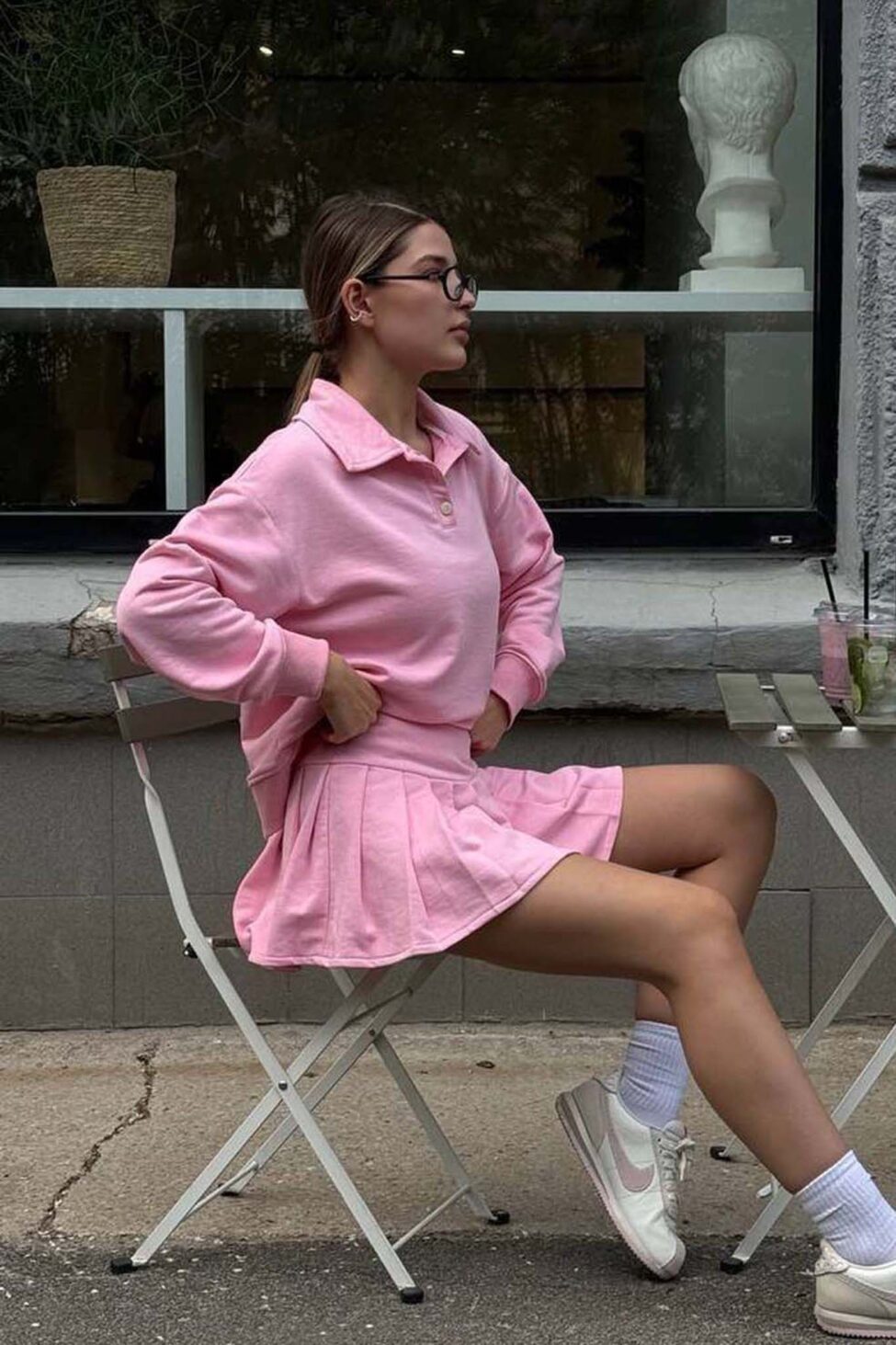 Kyvessa σετ φούστα τοπ ροζ - Image 2