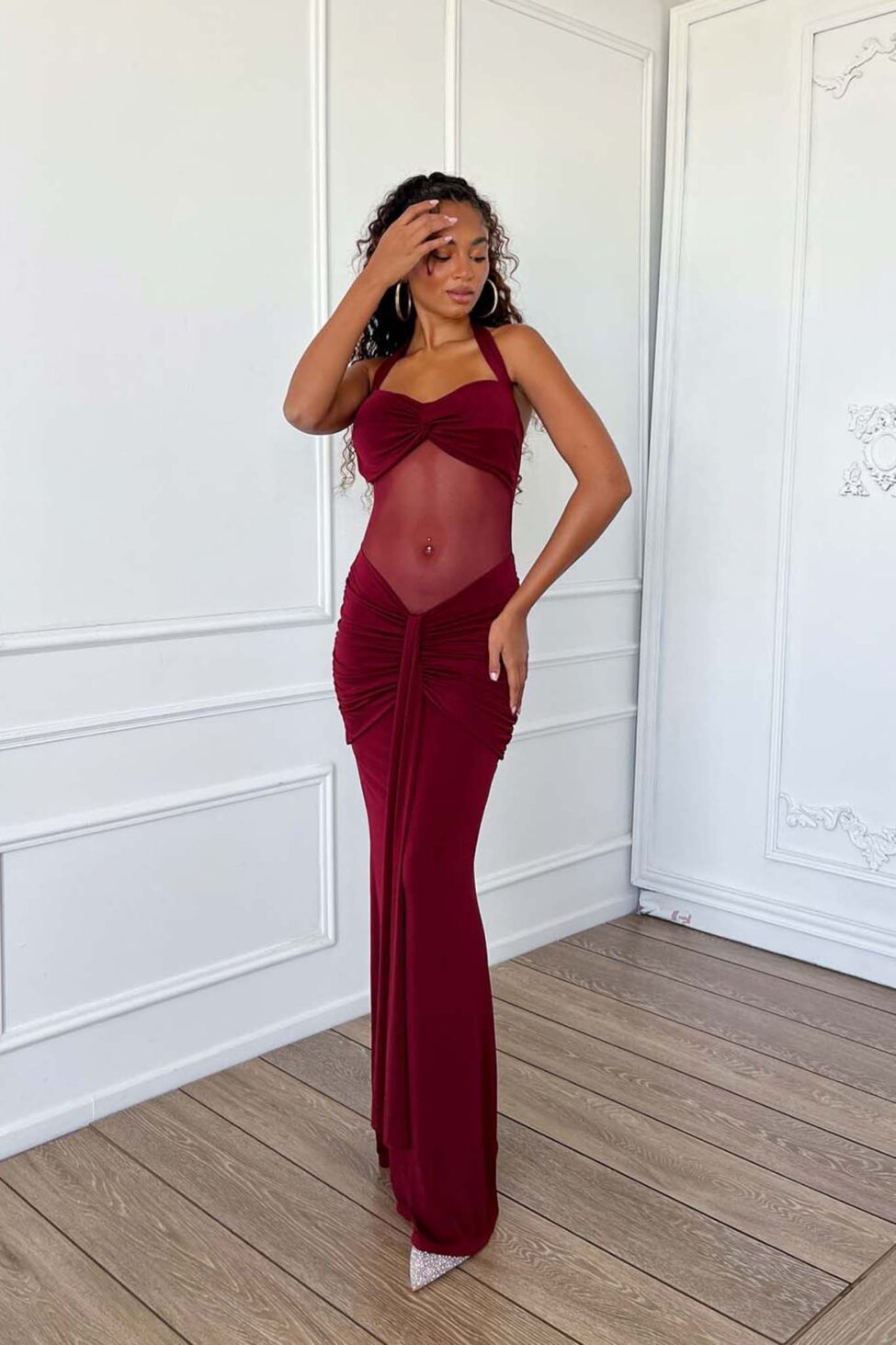La Luna Φόρεμα Μάξι Εφαρμοστό μπορντό - Image 2