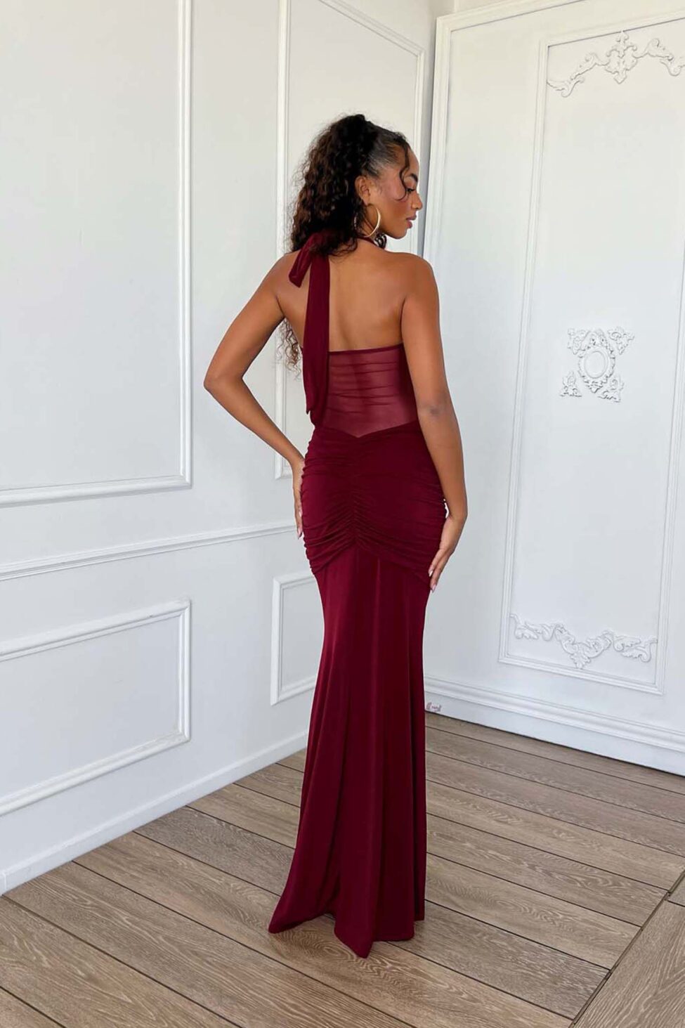 La Luna Φόρεμα Μάξι Εφαρμοστό μπορντό - Image 3
