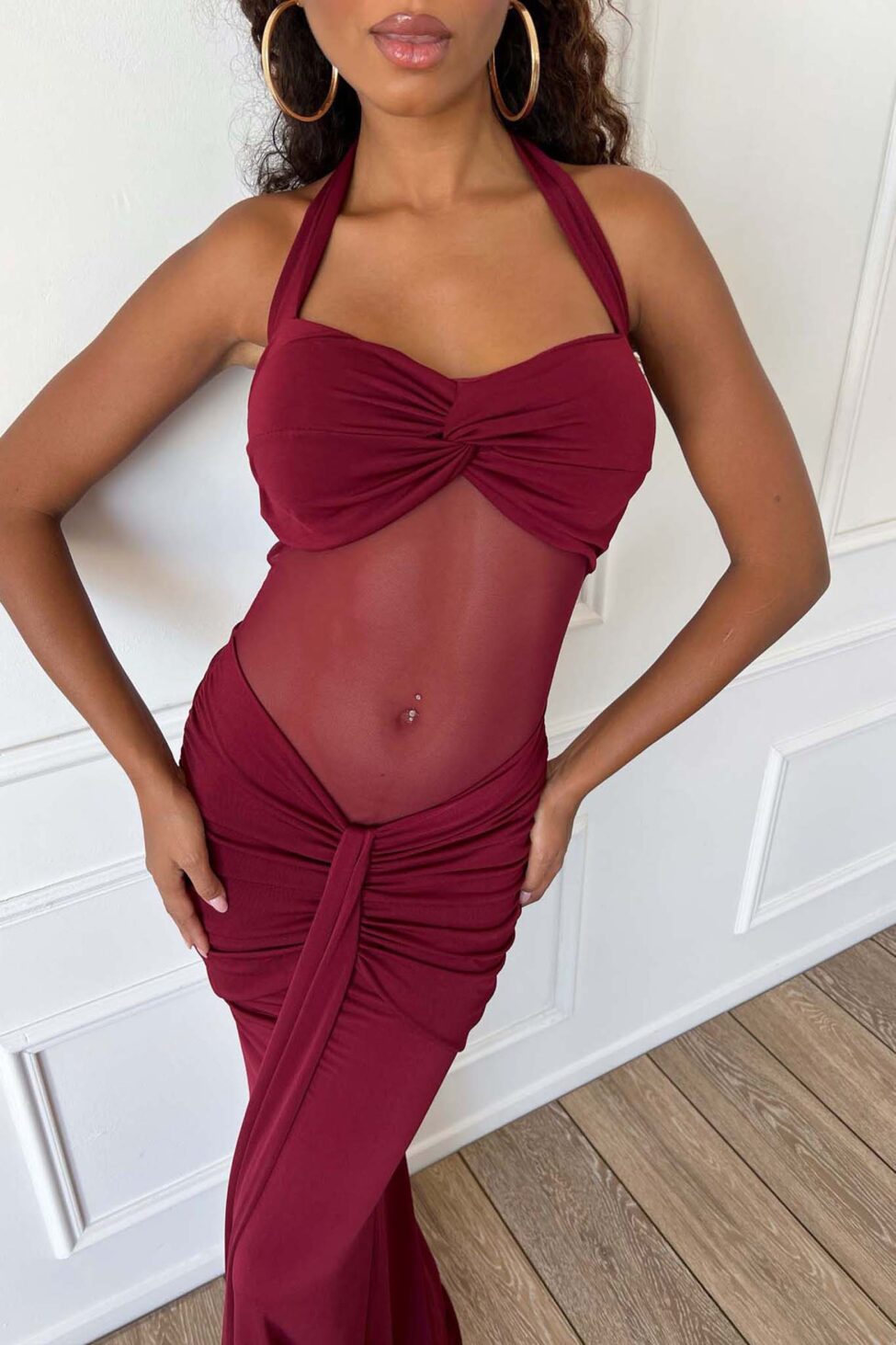 La Luna Φόρεμα Μάξι Εφαρμοστό μπορντό - Image 4