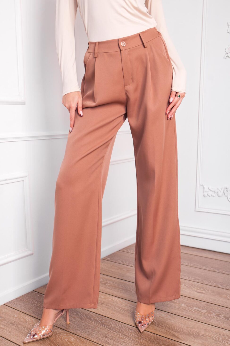 Lilium σετ σακάκι παντελόνι κάμελ - Image 4