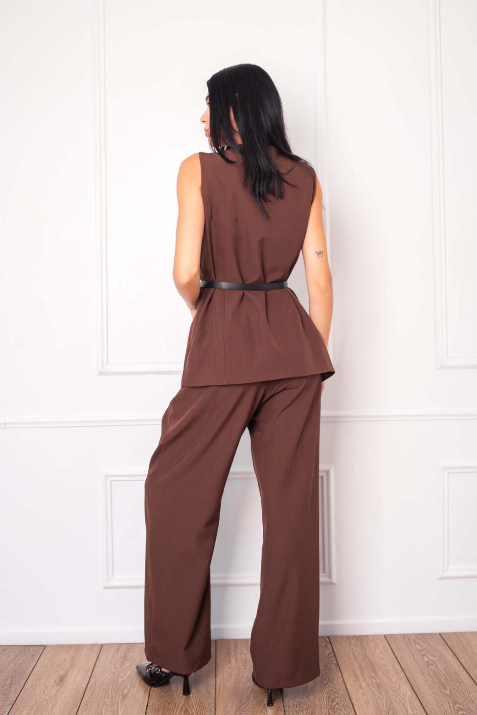 Luvina σετ γιλέκο-παντελόνι καφέ - Image 4