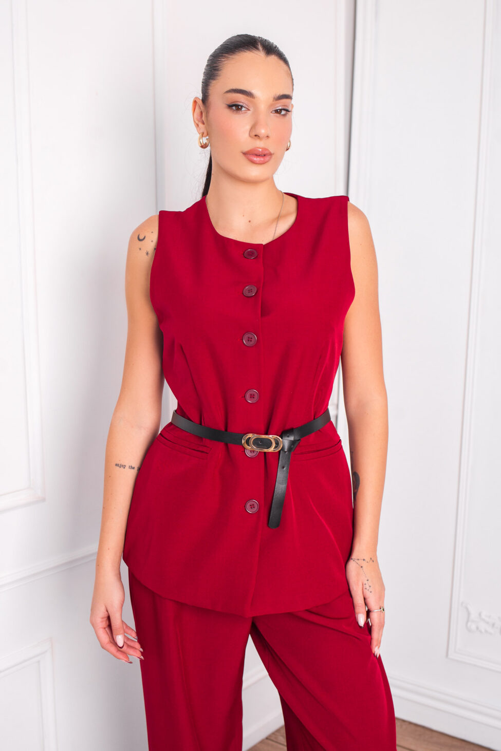 Luvina σετ γιλέκο-παντελόνι μπορντό - Image 3